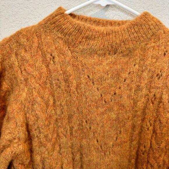 Stella Pardo Paris Orange Tan Alpaca “Misae” Pullover Mock Neck Sweater - XS EUC - Picture 6 of 9